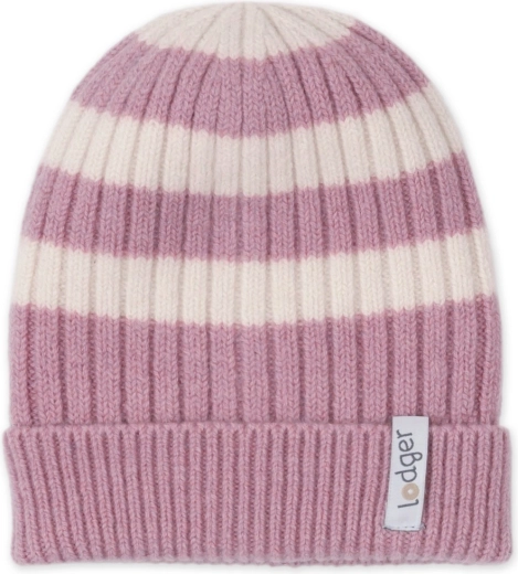 Lodger merino czapka Stripe mauve 0–3 miesiące