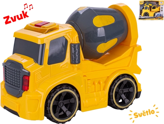 Pojazd budowlany z napędem frykcyjnym oraz efektami świetlnymi i dźwiękowymi, 19 cm