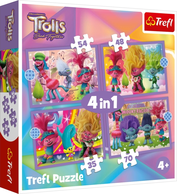 Trefl puzzle Trolle 3: kolorowa przygoda 4w1 (35, 48, 54, 70 elementów)