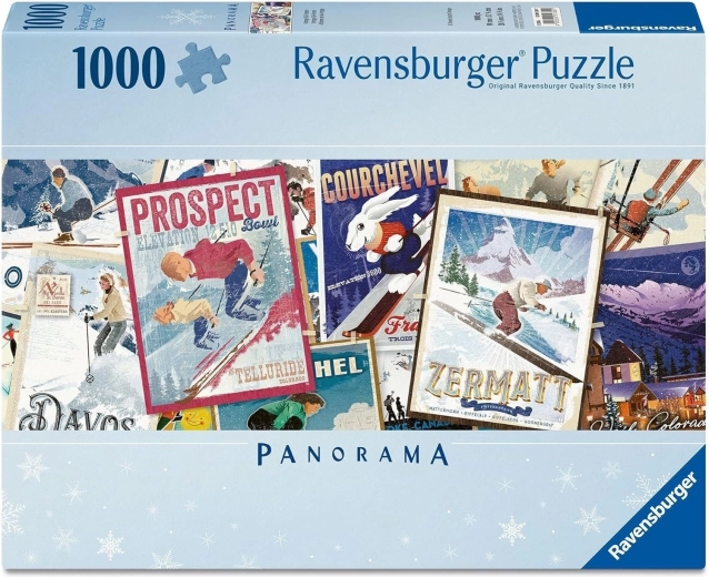 Panoramiczne puzzle Ravensburger Stare plakaty narciarskie 1000 elementów