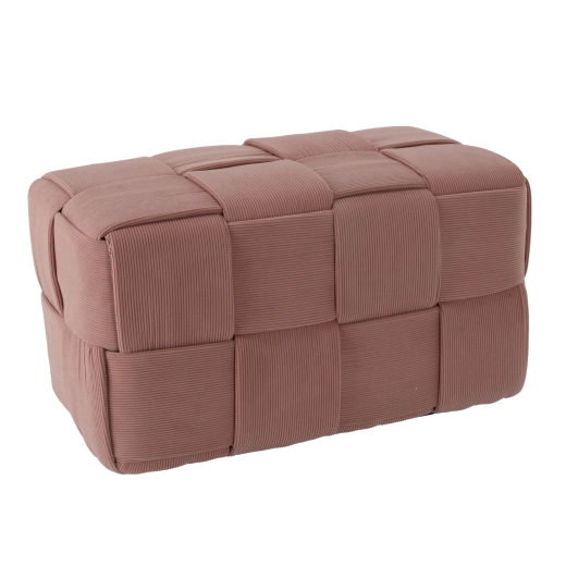 Różowa pleciona pufa prostokątna 72 × 38 × 38 cm