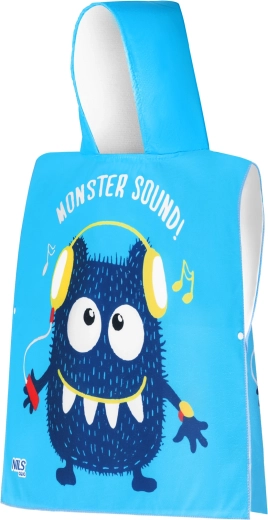 Dziecięce ponczo z mikrofibry z kapturem NILS aqua Monster Sound