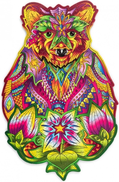 Drewniane kolorowe puzzle – niedźwiedź