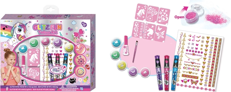 Duży zestaw tymczasowych tatuaży na ciało Gliz Fun