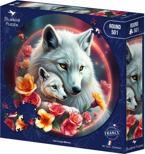 Okrągłe puzzle Bluebird Białe wilki 501 elementów