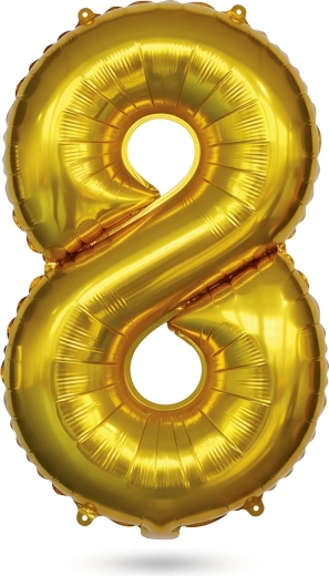 Urodzinowy balon foliowy w kształcie cyfry 8, złoty, 84 cm