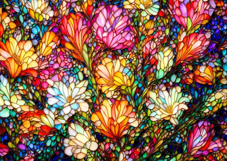 Enjoy puzzle abstrakcyjny witrażowy ogród kwiatowy 1000 elementów