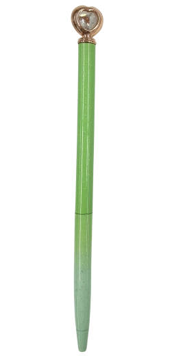 Metalowy długopis 16 cm z motywem serca i diamentowym dekorem