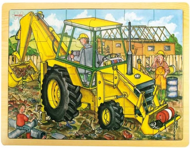 Bigjigs Toys drewniane puzzle koparka 24 elementów