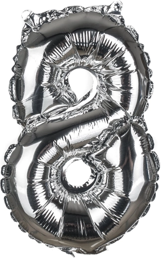Balon foliowy cyfra 8, 30 cm – mix złoty i srebrny