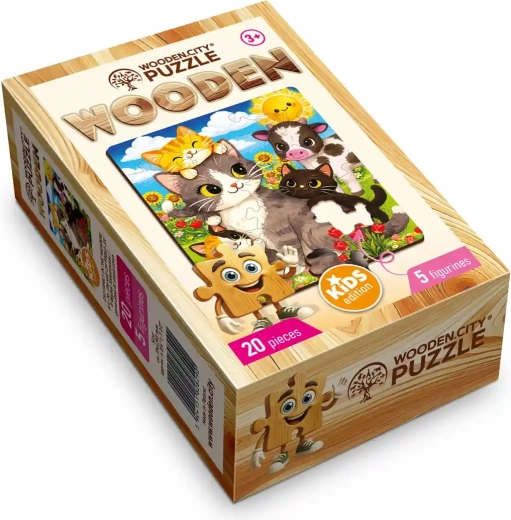 WOODEN CITY drewniane puzzle Kocia łąka, 20 elementów