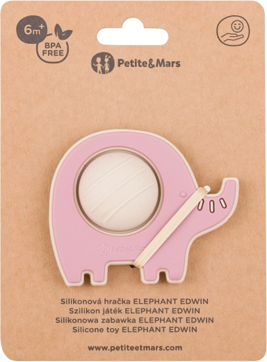 Petite&Mars silikonowy gryzak i zabawka Słoń Edwin Dusty Rose