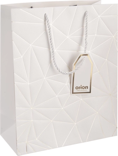 Papierowa torba prezentowa z motywem kratki, biała 26 × 12 × 32 cm
