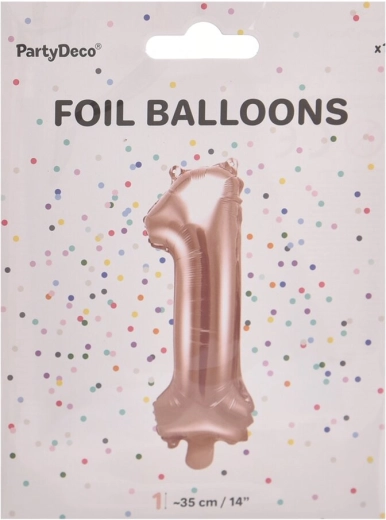 Balon foliowy cyfra 1 perłowy różowy 35 cm