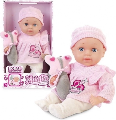 Lalka NATALIA bobas 33 cm z zabawką