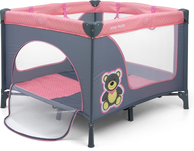Łóżeczko turystyczne i kojec Milly Mally Fun Pink Bear