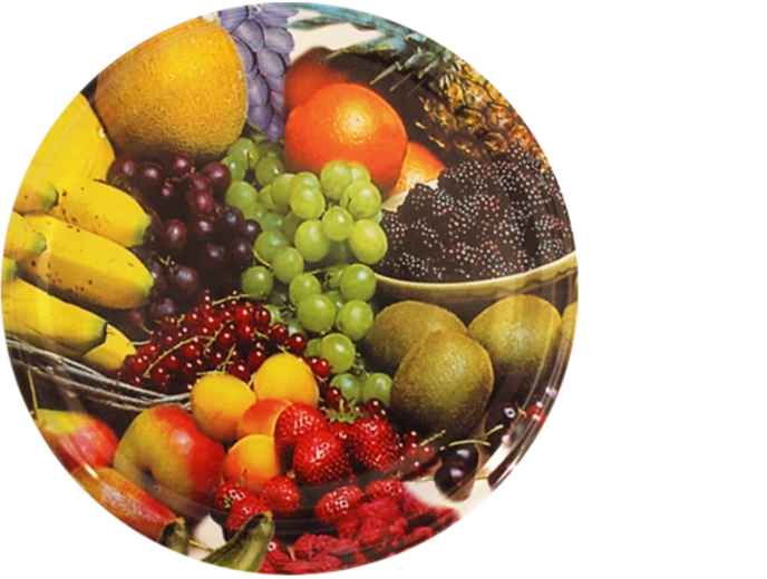 Wieczka do słoików do przetworów z motywem bananów 66 mm, 4‑zatrzaskowe, 1100 szt.