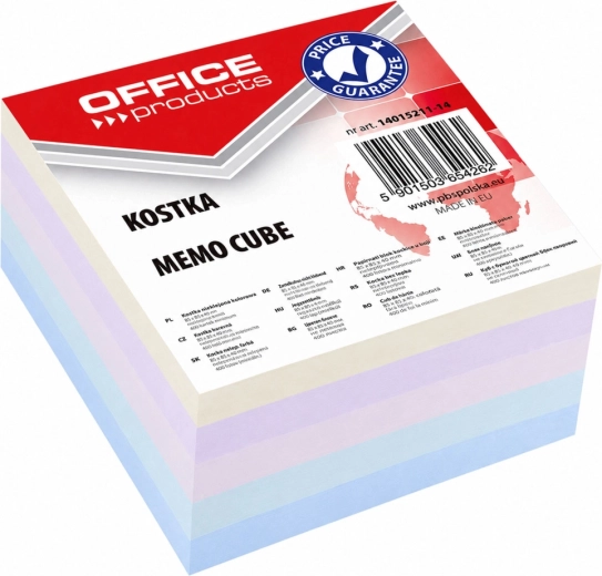 Kostka papierowa klejona Office Products 85 × 85 × 40 mm, mix kolorów - 1 szt.