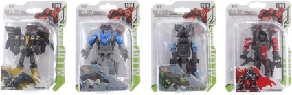 Metalowy robot dinozaur transformujący się w robota