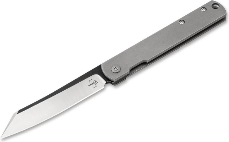 Böker Plus Zenshin nóż kieszonkowy 7,5 cm Stonewash ze stali nierdzewnej z klipsem