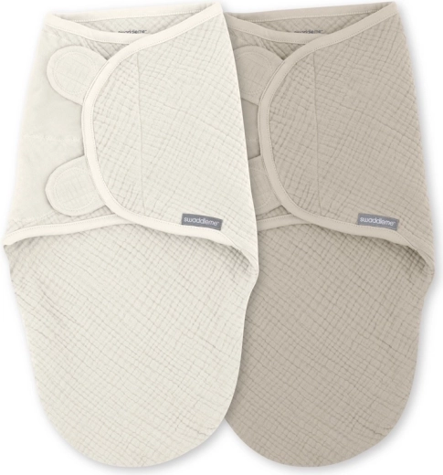 Muślinowe otulacze SwaddleMe™ Ulitka 1 TOG dla niemowląt 0–3 miesiące, Cream/Cashew, 2 szt.