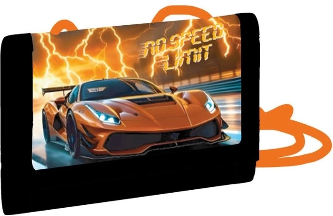 Dziecięcy tekstylny portfel z motywem auta na szyję