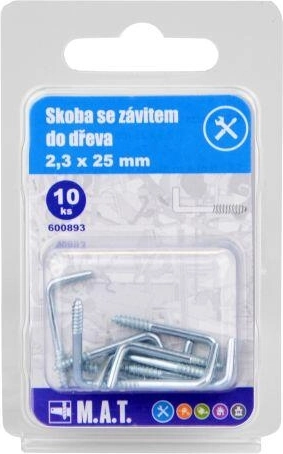 Skobel z gwintem do drewna 25 × 2,3 mm, ocynkowany (10 szt.)
