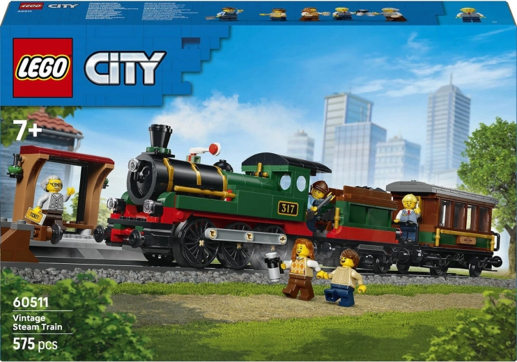 LEGO City Retro pociąg z lokomotywą parową