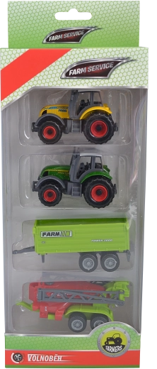 Farm service – zestaw maszyn rolniczych 1:64 (2 traktory, przyczepa skrzyniowa i opryskiwacz)