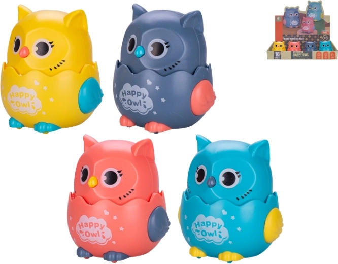 Sówka jeżdżąca po naciśnięciu 7 cm – zabawka dla dzieci od 3 lat