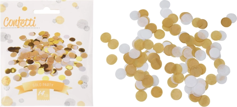 Konfetti imprezowe białe i złote 1,5 × 2,5 cm, 14 g