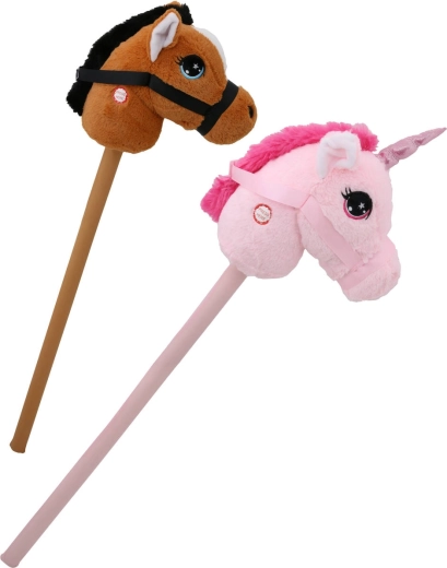 Pluszowy hobby horse – koń lub jednorożec z dźwiękami na baterie – 1 sztuka