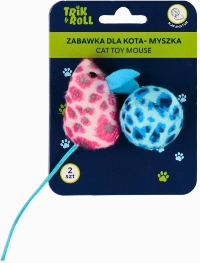 Pluszowa myszka i piłeczka dla kota