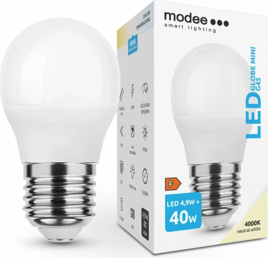 Żarówka LED Modee Globe Mini G45 4,9 W E27, 470 lm, neutralna biel