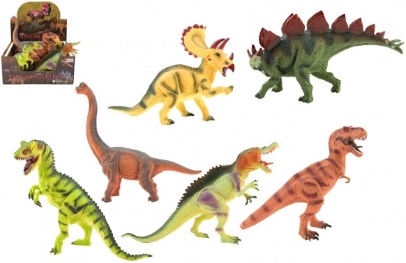 Zestaw plastikowych dinozaurów 25–32 cm, 6 figurek w pudełku