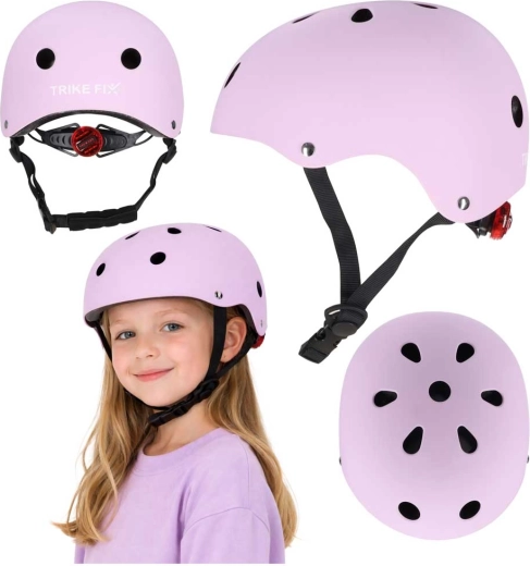 Dziecięcy kask rowerowy z LED TRIKE FIX, rozmiar M (55–58 cm), fioletowy