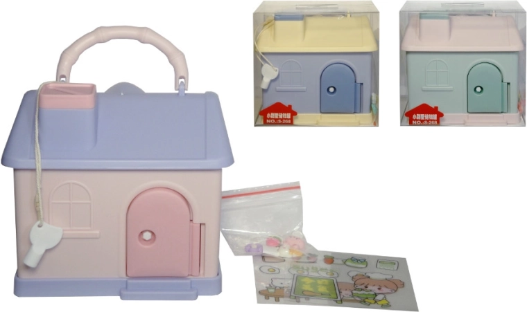 Skarbonka domek na kluczyk z uchwytem dla dzieci