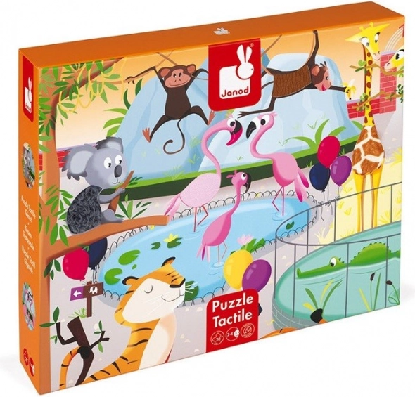 JANOD Dotykowe puzzle Dzień w ZOO 20 elementów