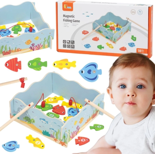 Drewniana magnetyczna gra w łowienie rybek VIGA