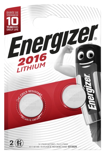 Litowa bateria guzikowa CR2016 3 V, 100 mAh, 2 szt. – Energizer