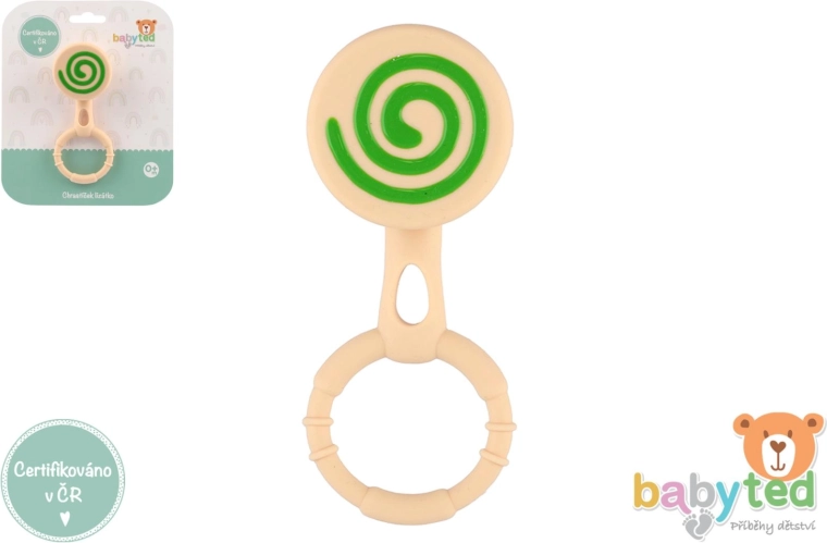 Silikonowa grzechotka i gryzak lizak dla niemowląt 0m+