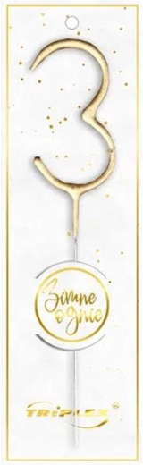 Zimny ogień cyfra 3, 16,5 cm, złoty