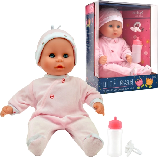 Dolls World niemowlę Little Treasure Pink z zamykanymi oczami 38 cm