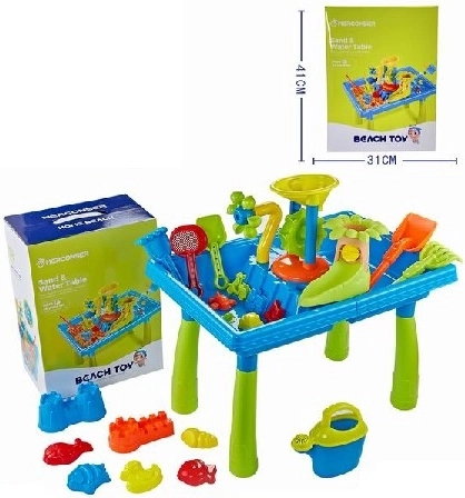 Stolik do piasku i wody z akcesoriami, 38 elementów