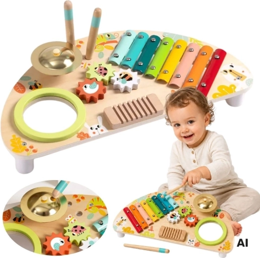 Tooky Toy wielofunkcyjne drewniane centrum muzyczne dla dzieci