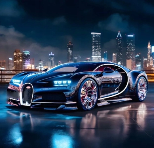 Norimpex diamentowe malowanie czarny Bugatti Chiron 30 × 40 cm