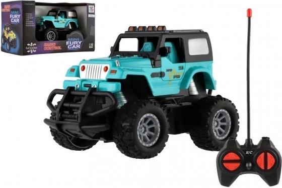 Auto terenowe RC 1:43, 27 MHz, ze światłem – Turkusowy