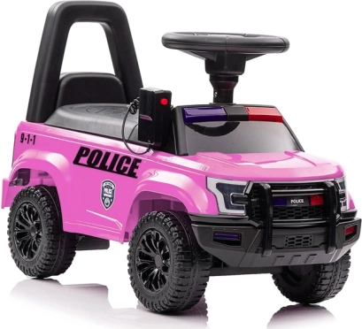 Różowa jeżdżąca zabawka z megafonem