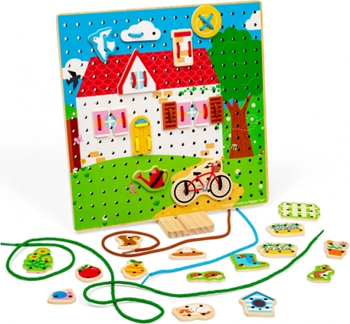 Przewlekana drewniana tablica domek BIGJIGS TOYS