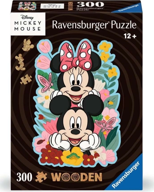 Ravensburger drewniane puzzle konturowe Mickey i Minnie 300 elementów